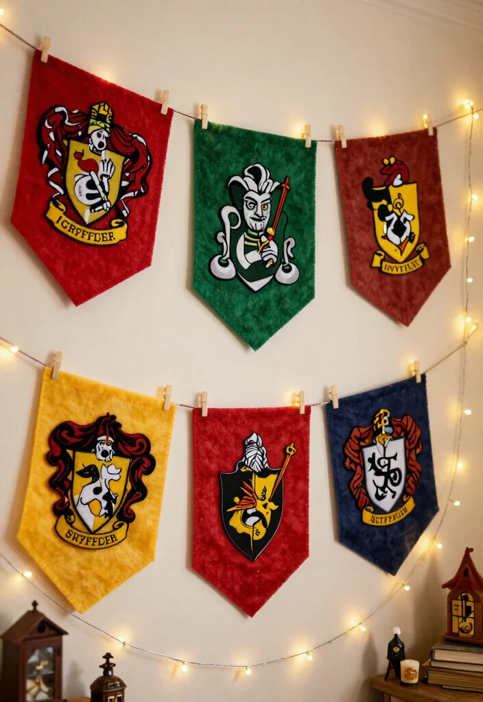 12 Harry Potter Craft Ideas: Magical DIY Decor Projects - 1. DIY Hogwarts House Banners 1