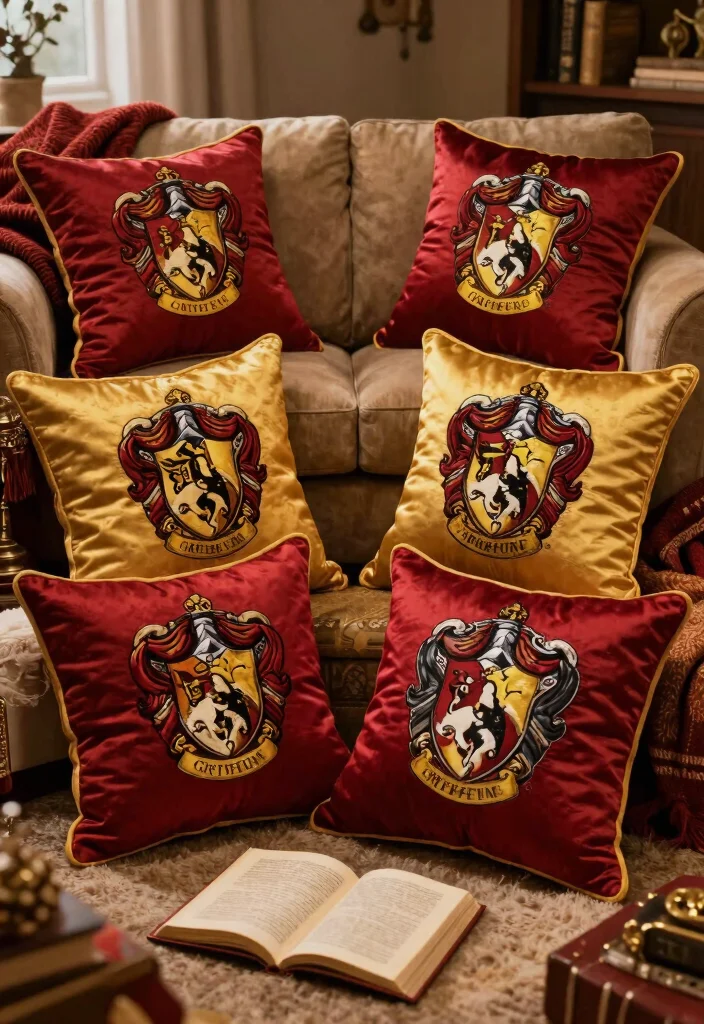 12 Harry Potter Craft Ideas: Magical DIY Decor Projects - 11. Gryffindor Throw Pillows 1