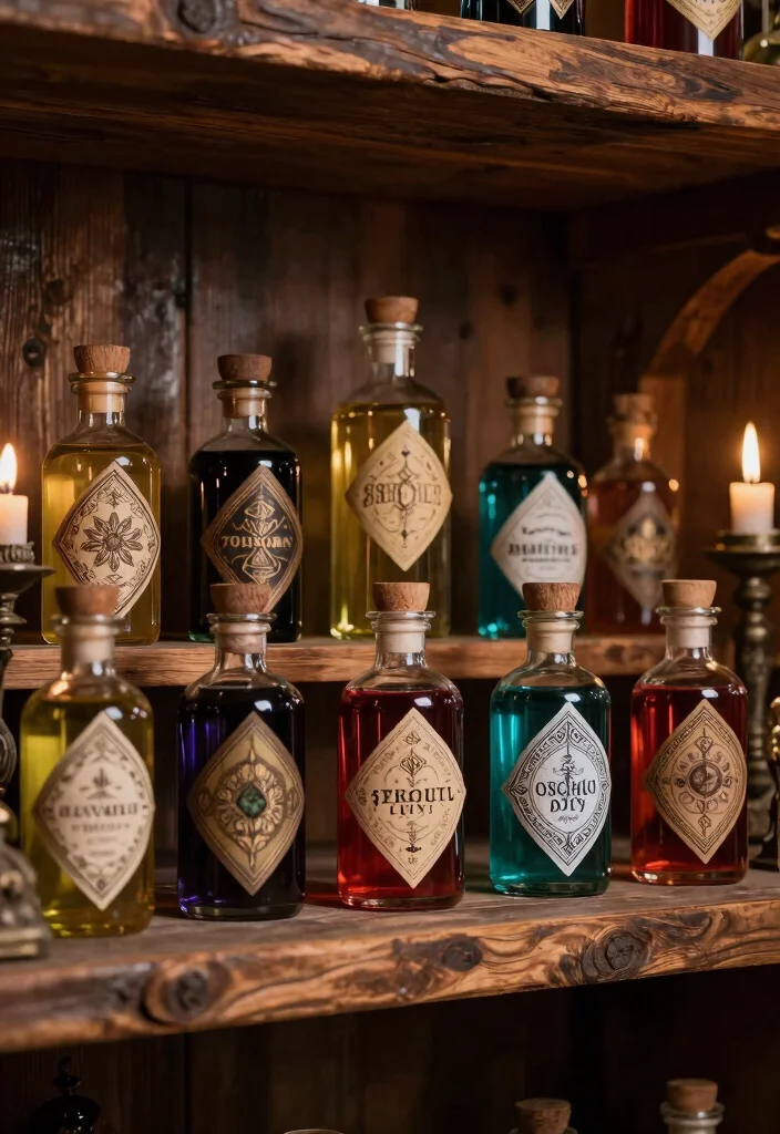 12 Harry Potter Craft Ideas: Magical DIY Decor Projects - 2. Enchanted Potion Bottles 1