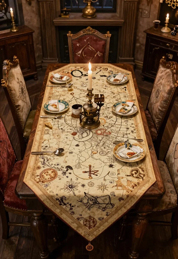 12 Harry Potter Craft Ideas: Magical DIY Decor Projects - 6. Marauder's Map Table Runner 1