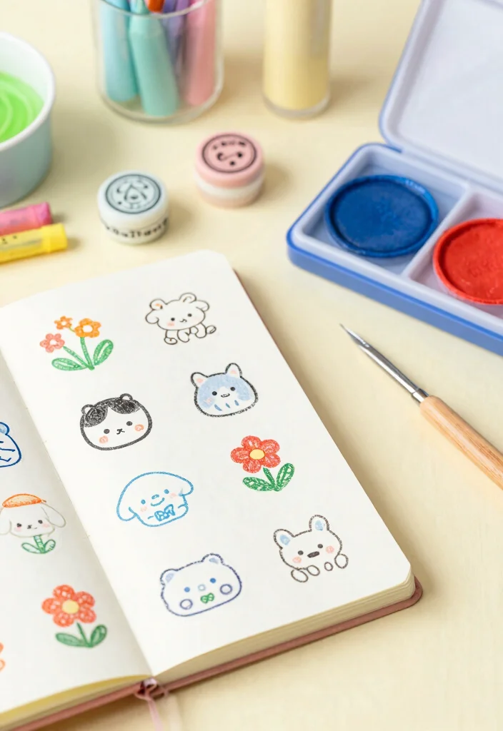 12 Journal Ideas Kawaii Cute and Beginner Friendly - 12. Kawaii DIY Stamps 1