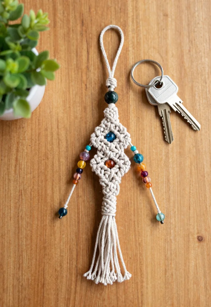 12 Macrame Easy DIY Craft Ideas Beginner Friendly - 3. Macrame Keychain 1