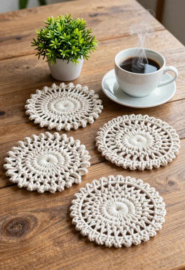 12 Macrame Easy DIY Craft Ideas Beginner Friendly - 4. Macrame Coasters 1