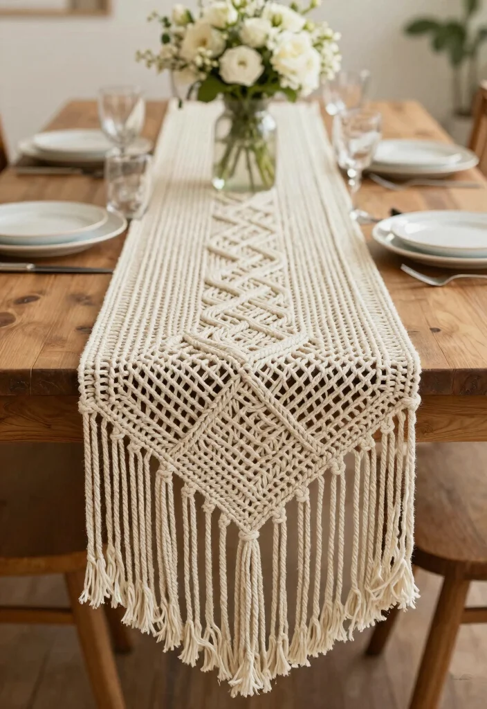 12 Macrame Easy DIY Craft Ideas Beginner Friendly - 8. Macrame Table Runner 1