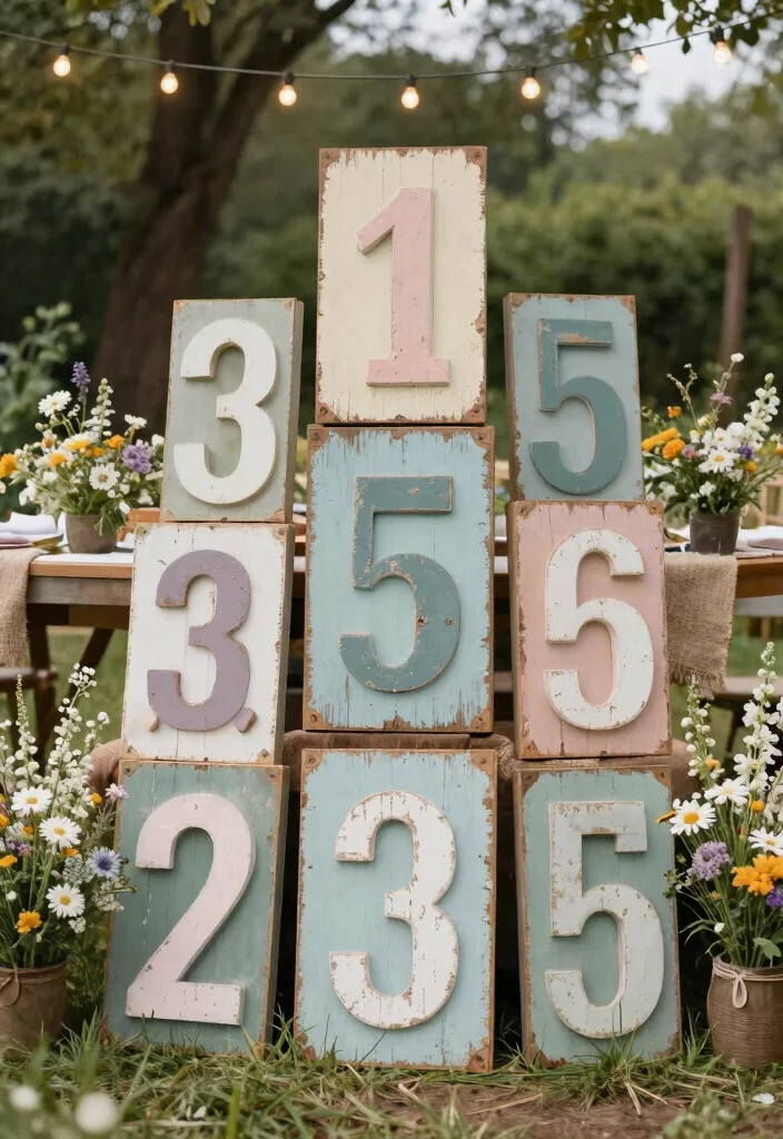 12 Number Decoration Ideas Perfect for Parties and Events - 4. Vintage Number Signs 1