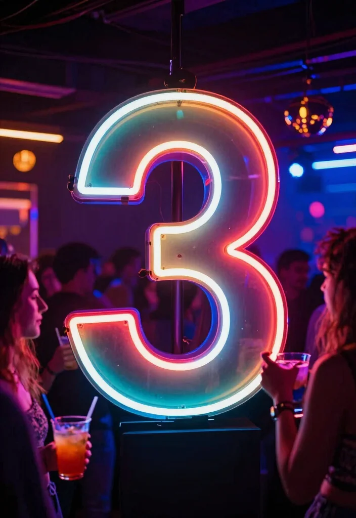 12 Number Decoration Ideas Perfect for Parties and Events - 6. Neon Number Lights 1