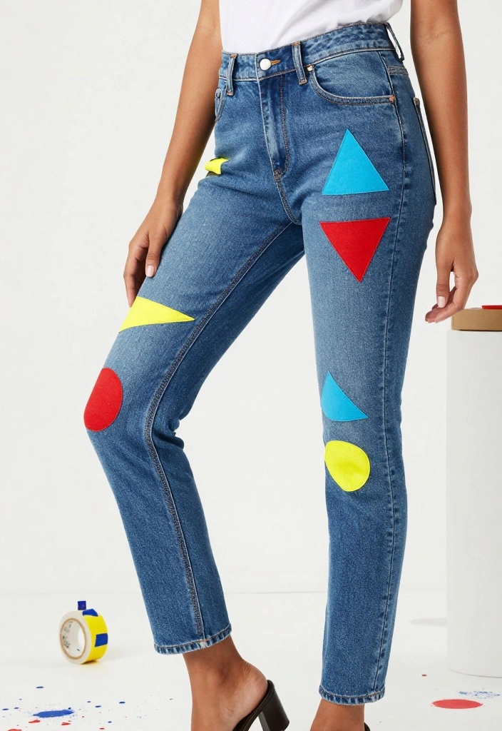 12 Painting Ideas on Pants for Unique Hand Painted Fashion 2 12 Painting Ideas on Pants for Unique Hand Painted Fashion - 2. Geometric Glee 1