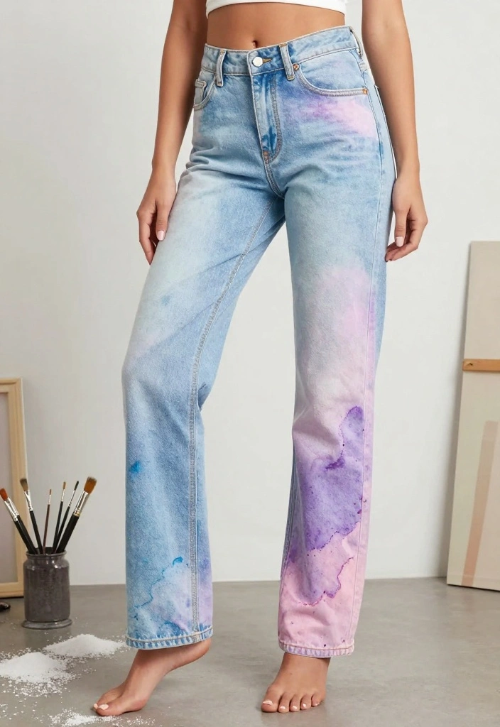12 Painting Ideas on Pants for Unique Hand Painted Fashion 3 12 Painting Ideas on Pants for Unique Hand Painted Fashion - 3. Whimsical Watercolor 1