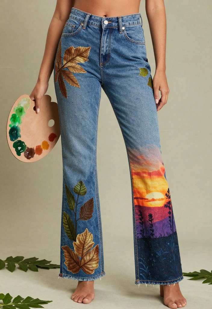 12 Painting Ideas on Pants for Unique Hand Painted Fashion 5 12 Painting Ideas on Pants for Unique Hand Painted Fashion - 5. Nature's Palette 1