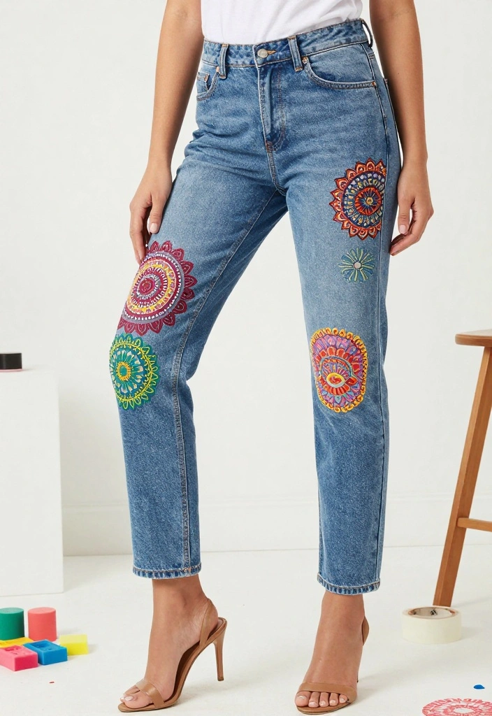 12 Painting Ideas on Pants for Unique Hand Painted Fashion 6 12 Painting Ideas on Pants for Unique Hand Painted Fashion - 6. Stenciled Designs 1