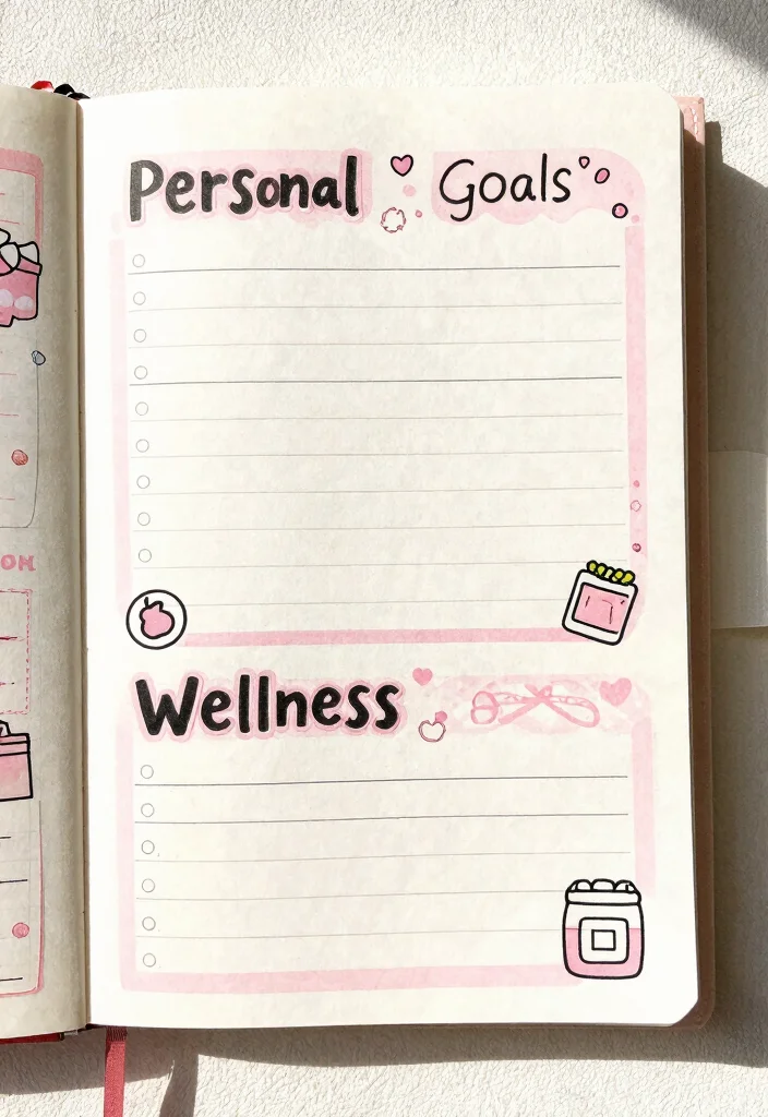 12 Pink Aesthetic Bullet Journal Ideas: Soft and Stylish - 5. Monthly Goals Layout 1