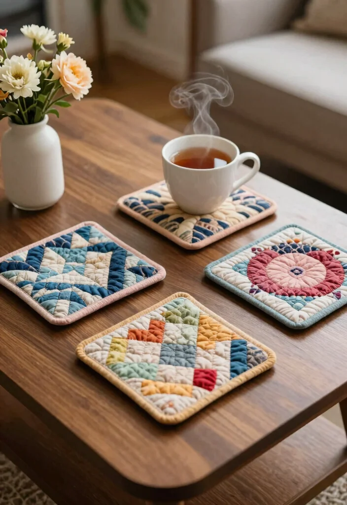 12 Quilt Craft Ideas for Cozy Handmade Creations 10 12 Quilt Craft Ideas for Cozy Handmade Creations - 10. Quilted Coasters 1