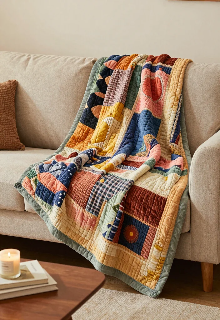 12 Quilt Craft Ideas for Cozy Handmade Creations 4 12 Quilt Craft Ideas for Cozy Handmade Creations - 4. Quilted Throw for the Couch 1