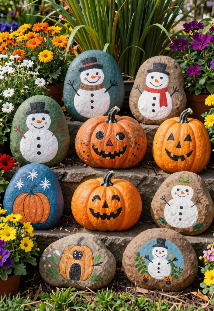 12 Rock Craft Ideas Easy Outdoor Friendly DIY Decor - 10. Seasonal Rock Art 1