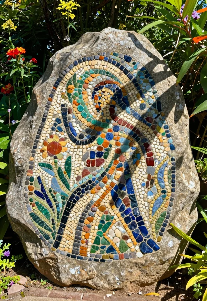 12 Rock Craft Ideas Easy Outdoor Friendly DIY Decor - 11. Rock Mosaic Art 1