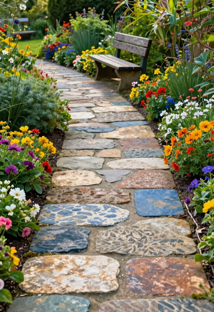 12 Rock Craft Ideas Easy Outdoor Friendly DIY Decor - 5. Decorative Stone Pathways 1