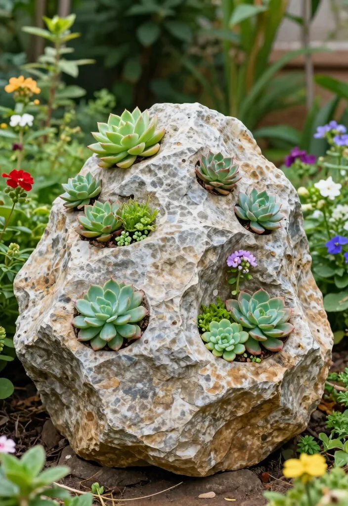 12 Rock Craft Ideas Easy Outdoor Friendly DIY Decor - 6. Rock Planters 1