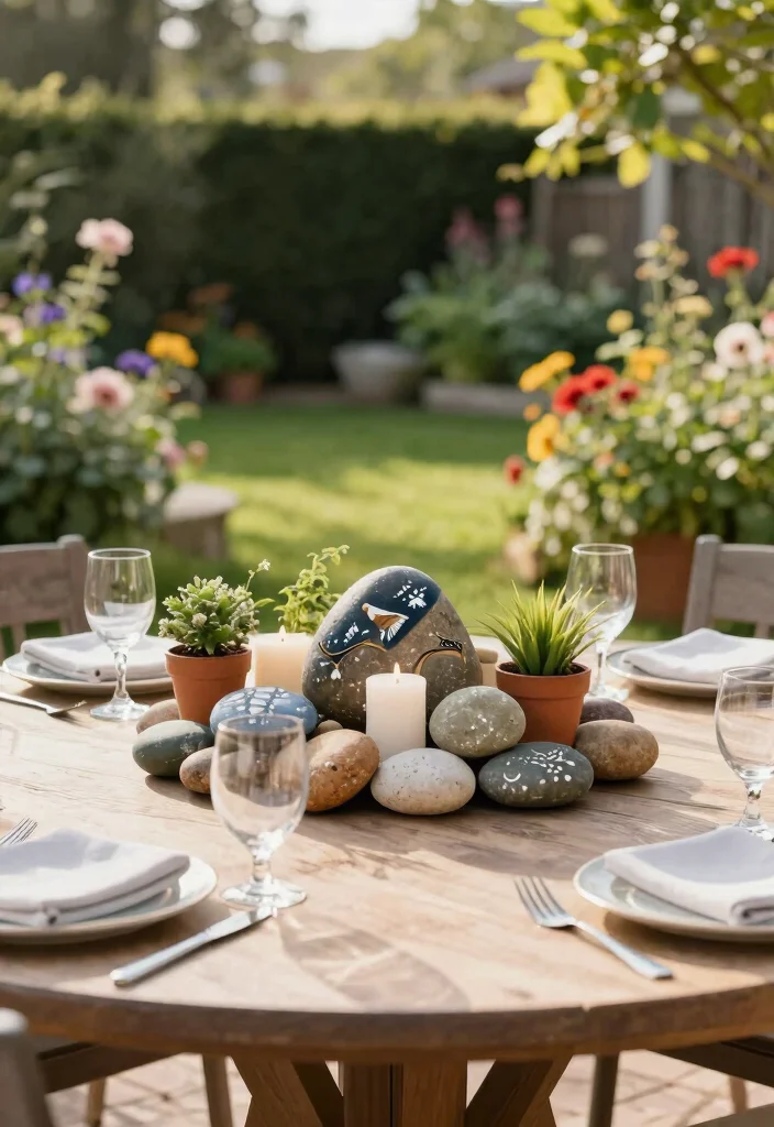 12 Rock Craft Ideas Easy Outdoor Friendly DIY Decor - 9. Rock Table Centerpieces 1