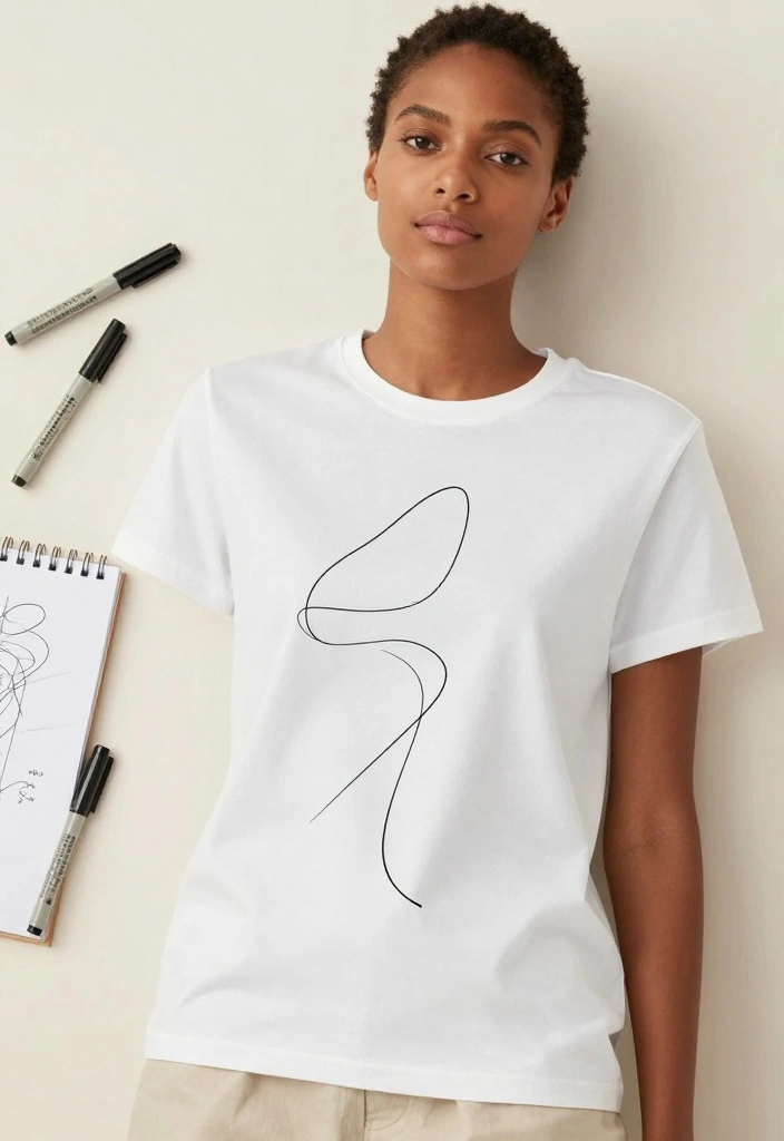 12 T Shirt Painting Ideas for Boyfriend He’ll Actually Wear - 5. Minimalist Line Art 1