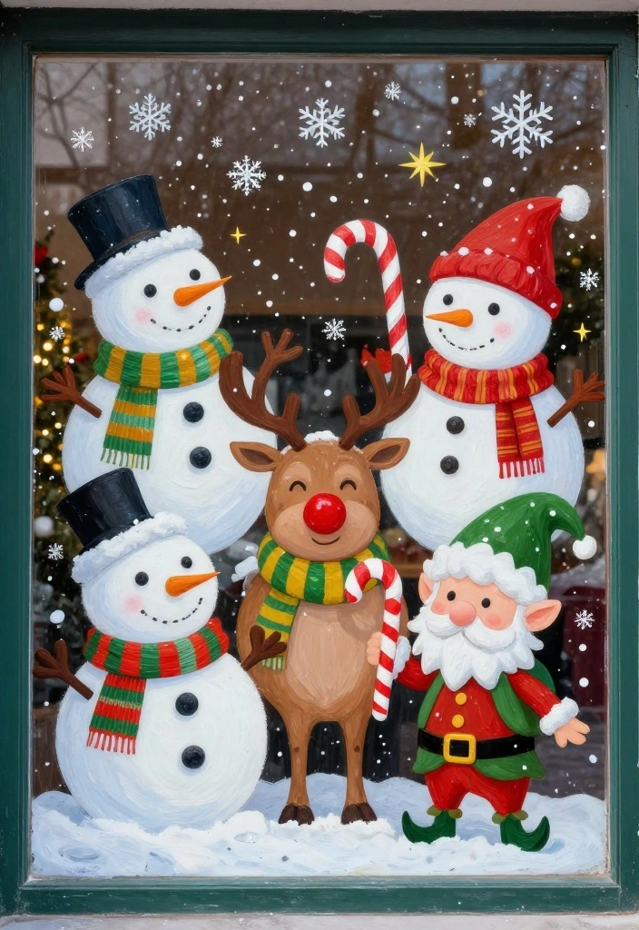 12 Window Painting Ideas Christmas That Instantly Feel Festive 6 12 Window Painting Ideas Christmas That Instantly Feel Festive - 6. Playful Holiday Characters 1