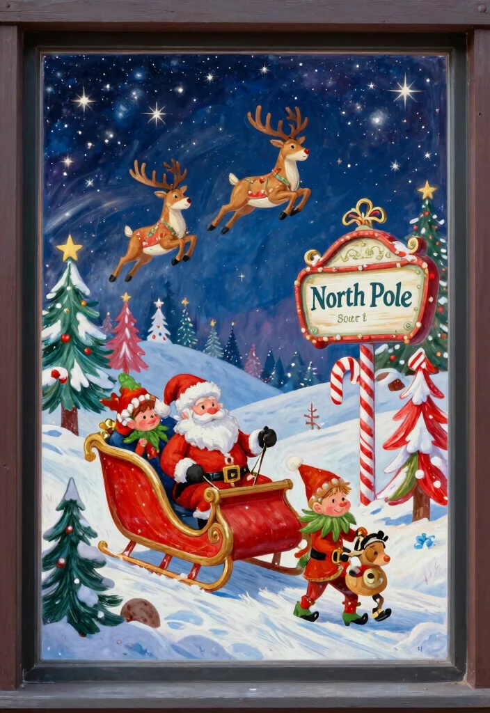 12 Window Painting Ideas Christmas That Instantly Feel Festive 9 12 Window Painting Ideas Christmas That Instantly Feel Festive - 9. Magical North Pole Scene 1