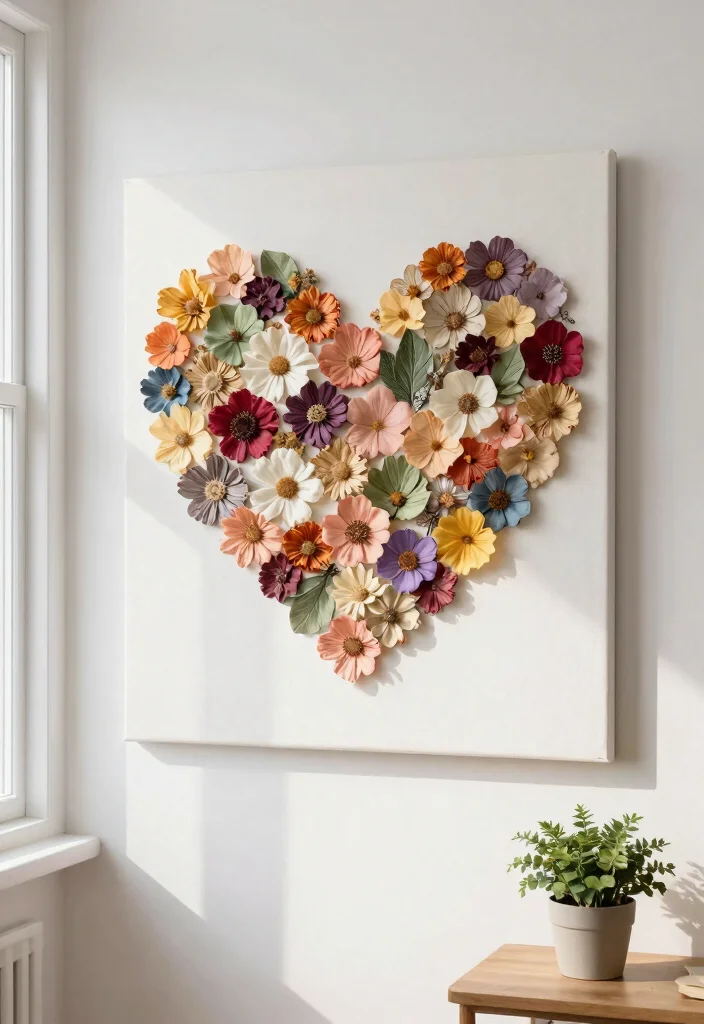 14 Anniversary Decoration Ideas at Home DIY and Romantic - 3. Flower Wall Art 1