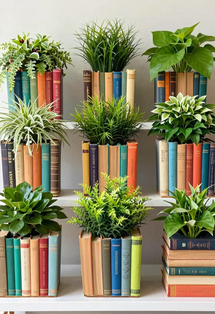 14 Best Out of Waste Decoration Ideas: Creative and Budget-Friendly - 10. Upcycled Book Planters 1