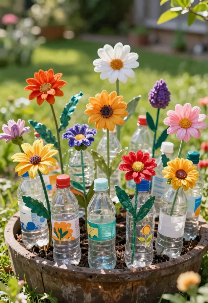 14 Best Out of Waste Decoration Ideas: Creative and Budget-Friendly - 12. Recycled Plastic Bottle Flowers 1