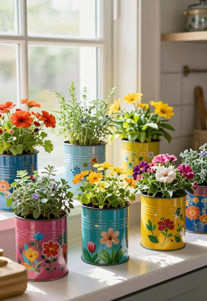 14 Best Out of Waste Decoration Ideas: Creative and Budget-Friendly - 3. Tin Can Planters 1