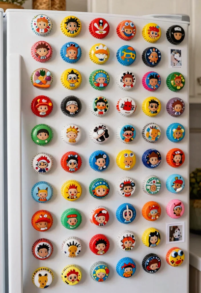 14 Best Out of Waste Decoration Ideas: Creative and Budget-Friendly - 6. Bottle Cap Magnets 1