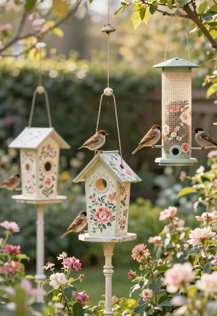 14 Bird Feeder Painting Ideas to Beautify Your Backyard - 3. Vintage Floral Designs 1