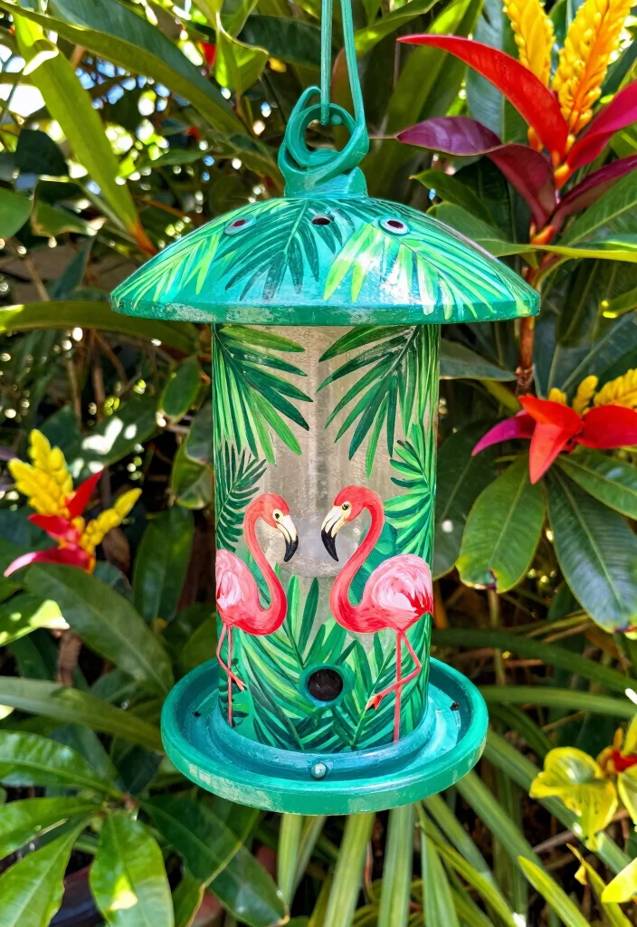 14 Bird Feeder Painting Ideas to Beautify Your Backyard - 4. Tropical Paradise Feeder 1