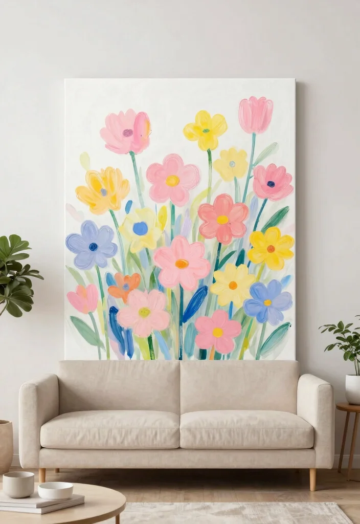 14 Canvas Painting Ideas for Living Room Wall Decor Easy DIY - 3. Abstract Flower Burst 1