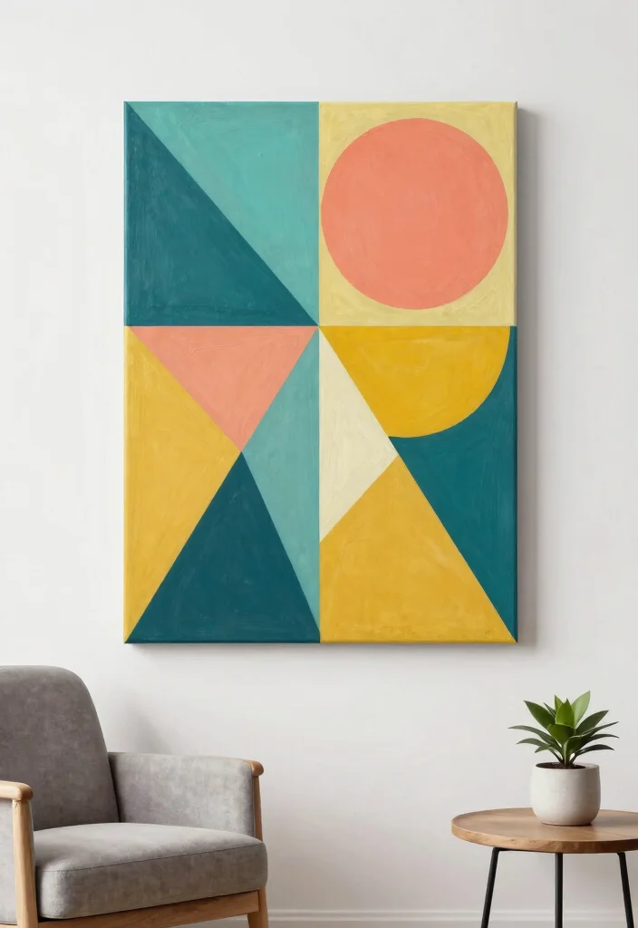 14 Canvas Painting Ideas for Living Room Wall Decor Easy DIY - 4. Geometric Shapes 1