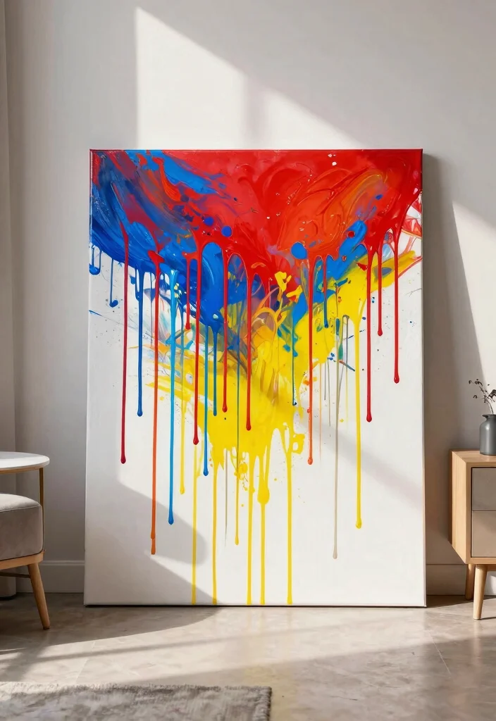 14 Canvas Painting Ideas for Living Room Wall Decor Easy DIY - 5. Drip Painting 1