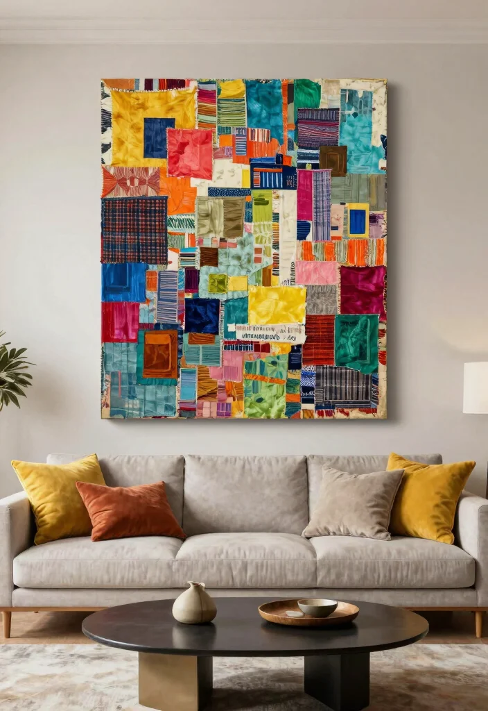 14 Canvas Painting Ideas for Living Room Wall Decor Easy DIY - 8. Mixed Media Magic 1