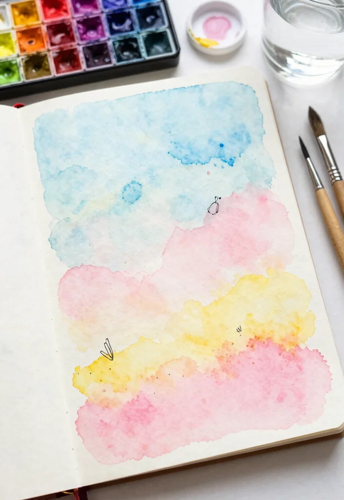 14 Colorful Journal Ideas to Make Every Page Pop - 1. Whimsical Watercolor Wash 1