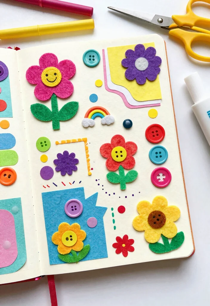 14 Colorful Journal Ideas to Make Every Page Pop - 14. 3D Elements and Embellishments 1