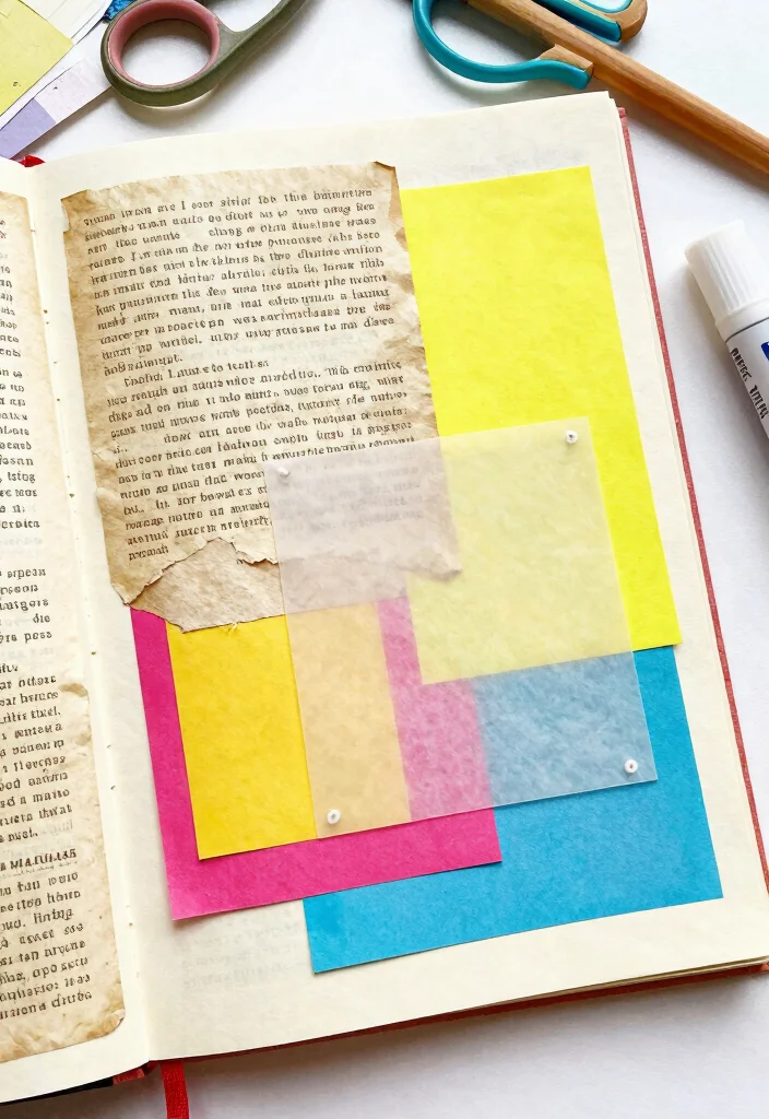 14 Colorful Journal Ideas to Make Every Page Pop - 8. Layered Paper Techniques 1
