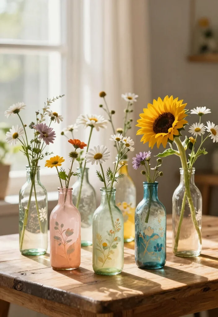 14 Craft Ideas from Waste Materials: Creative Recycling for Eco-Friendly Home Decor - 1. Bottled Beauty: Upcycled Glass Bottle Vases 1