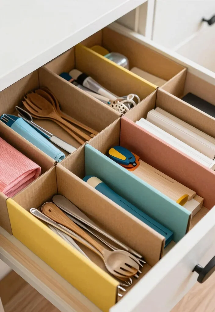 14 Craft Ideas from Waste Materials: Creative Recycling for Eco-Friendly Home Decor - 12. Cardboard Box Drawer Dividers: Tidy Organization 1