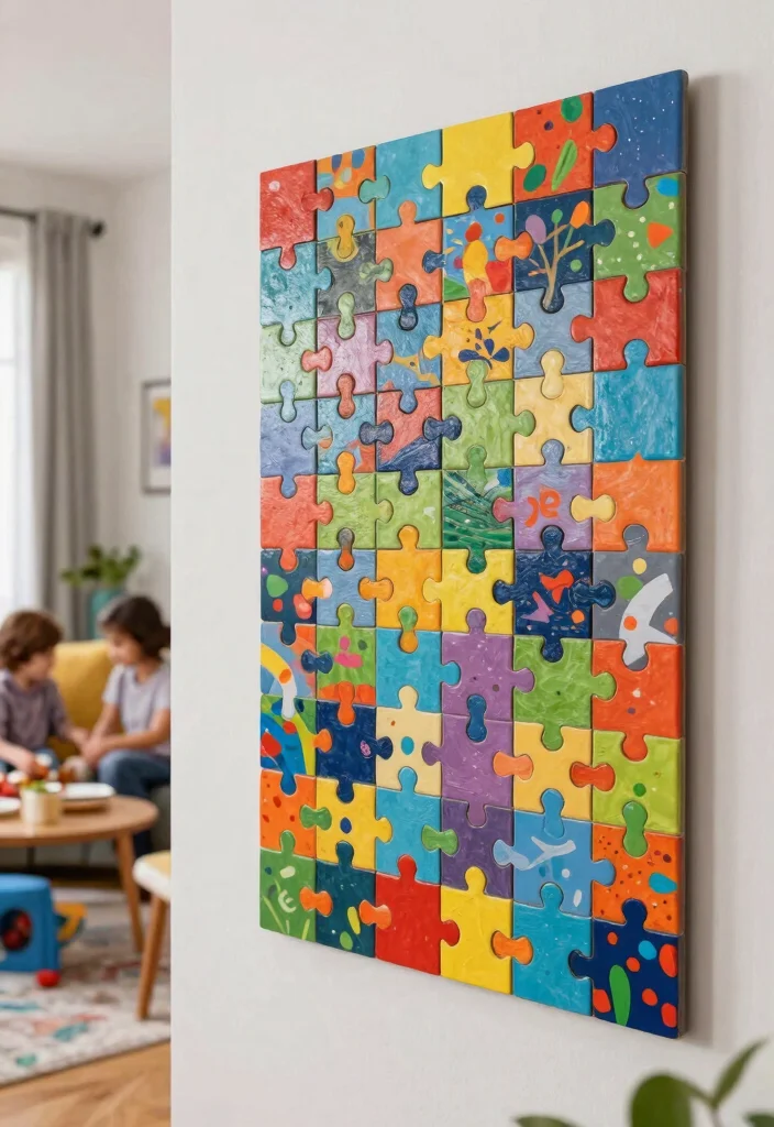 14 Craft Ideas from Waste Materials: Creative Recycling for Eco-Friendly Home Decor - 13. Puzzle Piece Art: A Fun Family Project 1