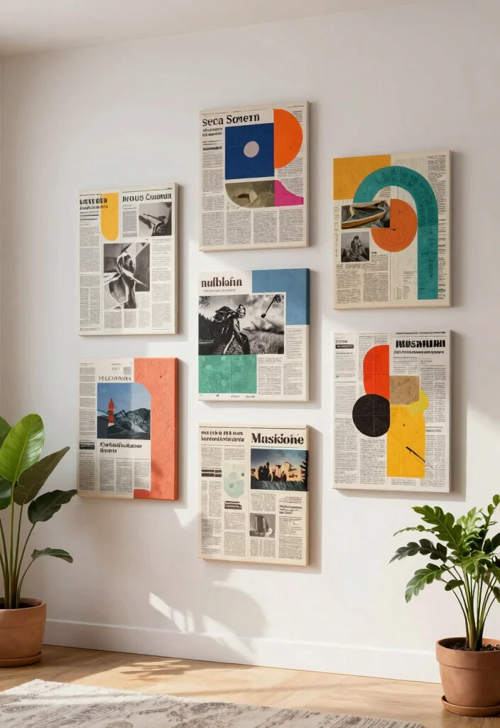 14 Craft Ideas from Waste Materials: Creative Recycling for Eco-Friendly Home Decor - 4. Newspaper Wall Art: Paper to Stunning Decor 1