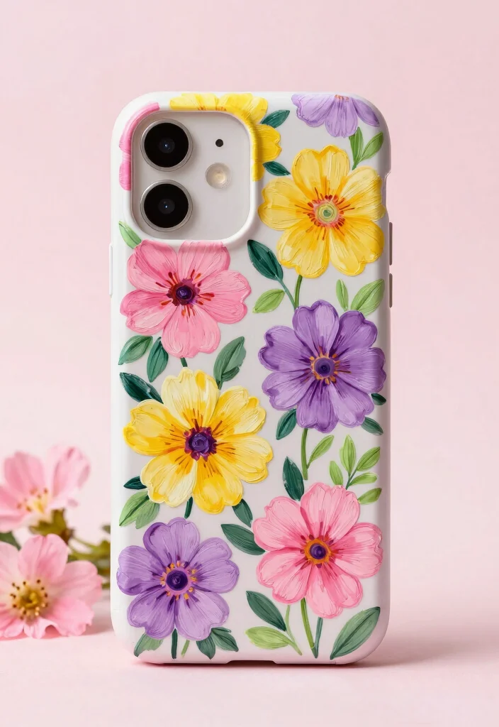 14 DIY Phone Case Painting Ideas That Look Expensive but Easy - 2. Floral Fantasy 1