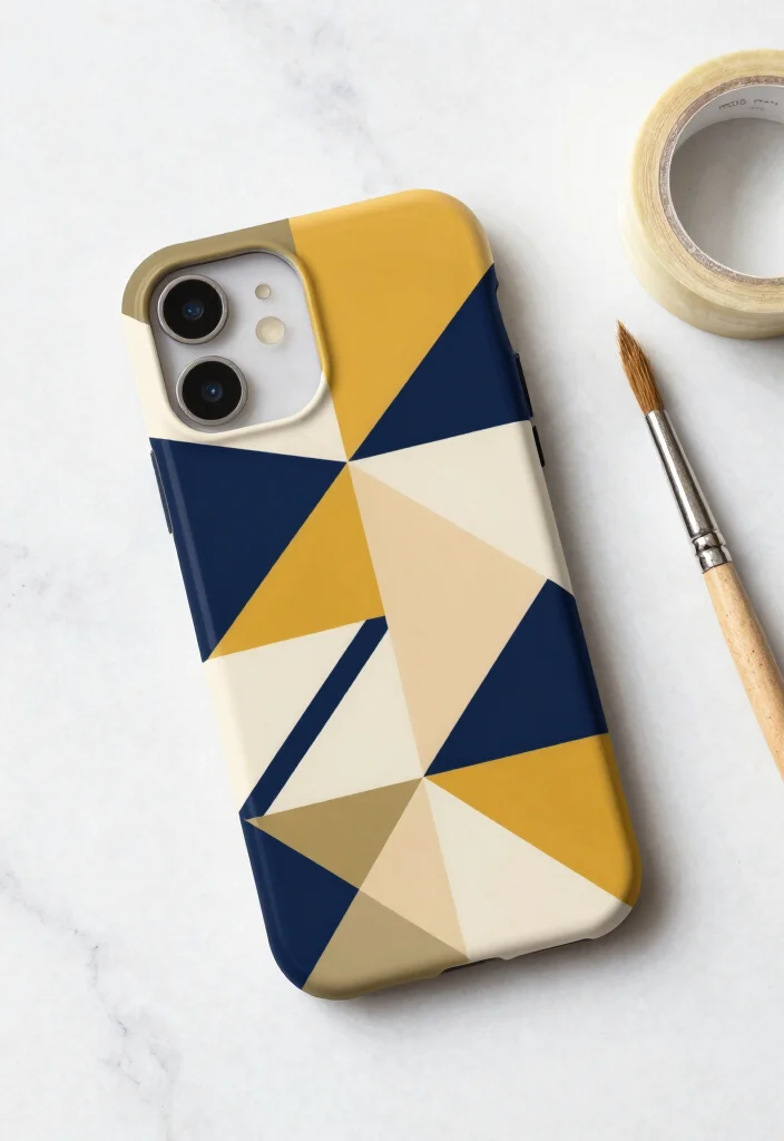 14 DIY Phone Case Painting Ideas That Look Expensive but Easy - 3. Geometric Elegance 1