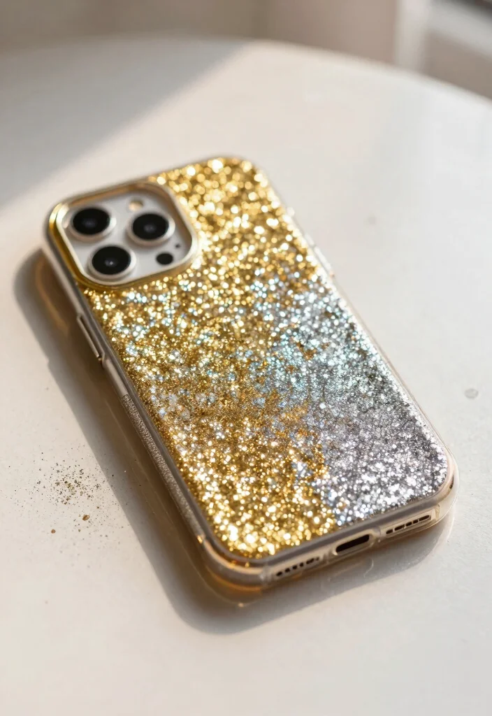 14 DIY Phone Case Painting Ideas That Look Expensive but Easy - 9. Glitter Glam 1