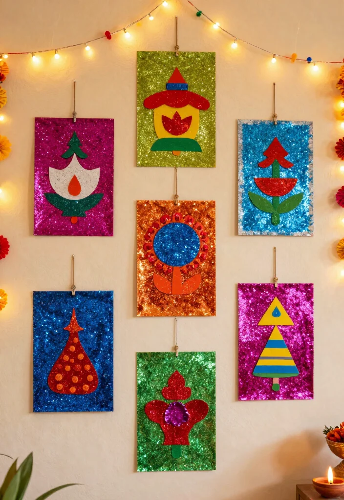 14 Diwali Craft Ideas: Creative Festival Decor DIY 8 14 Diwali Craft Ideas Creative Festival Decor DIY 8. Glittery Wall Hangings 0