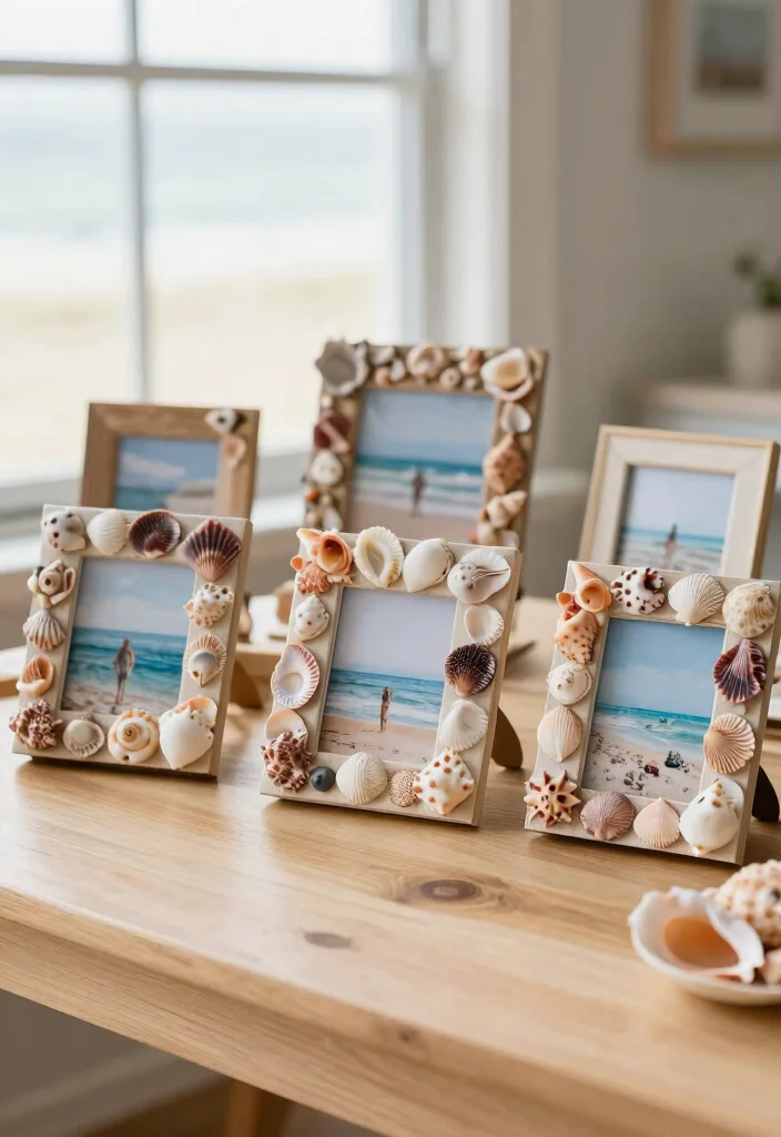 14 Easy Craft Ideas for Adults Simple and Relaxing 7. DIY Shell Picture Frames 0