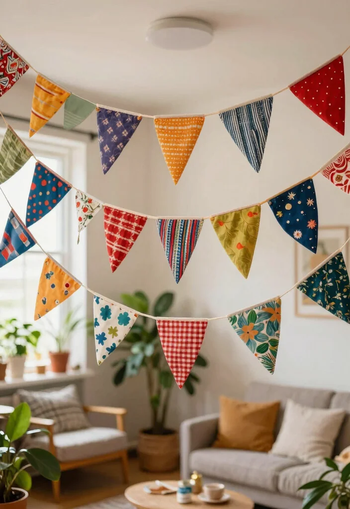 14 Easy Craft Ideas for Adults Simple and Relaxing 8. Fabric Scrap Bunting 0