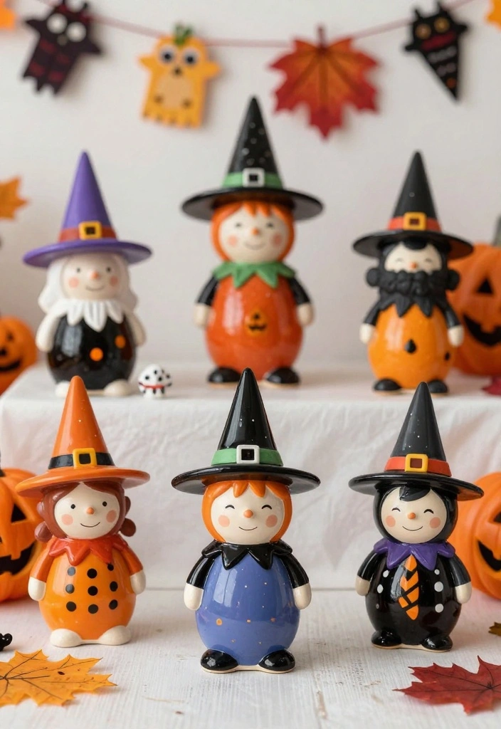 14 Halloween Pottery Painting Ideas for Spooky Home Decor - 11. Whimsical Witches 1